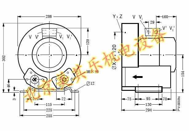 單相電1.1kw高壓鼓風(fēng)機(jī)CAD圖