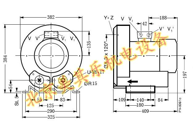 2GH710/單相2.2kw漩渦氣泵CAD尺寸圖