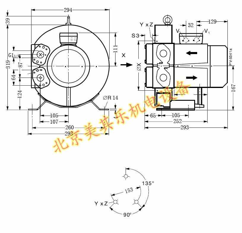 4GH210/550w高壓鼓風(fēng)機(jī)尺寸圖