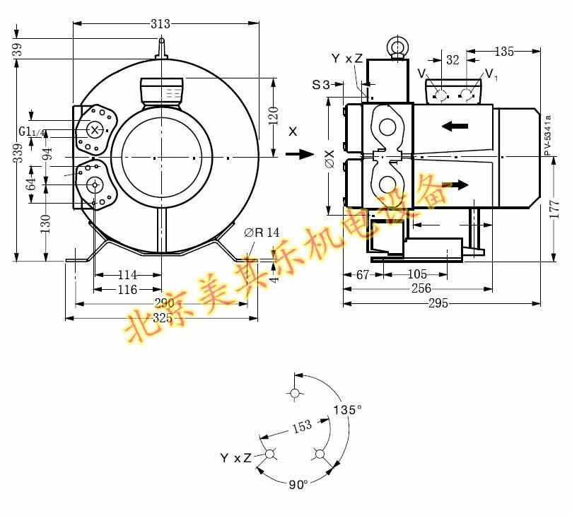 4GH310/550w漩渦式氣泵尺寸圖